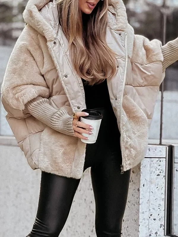 Women's warm teddy-lined quilted puffer jacket, an essential for cold weather and fashion.