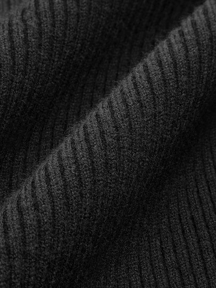Fashionable women's turtleneck top with ribbed texture, suitable for various spring occasions.