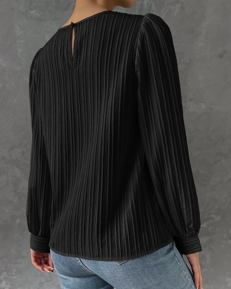 Soft & comfortable women's round neck shirt. Elegant long sleeve blouse, classic style for everyday ladies wear.
