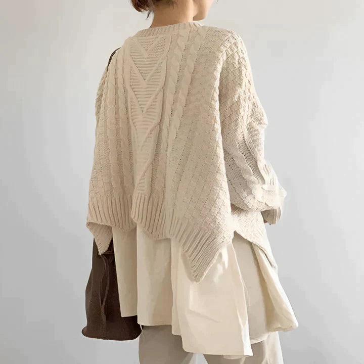 Comfortable women's round neck sweater. Perfect for autumn & winter everyday fashion. Long sleeve, versatile ladies top.