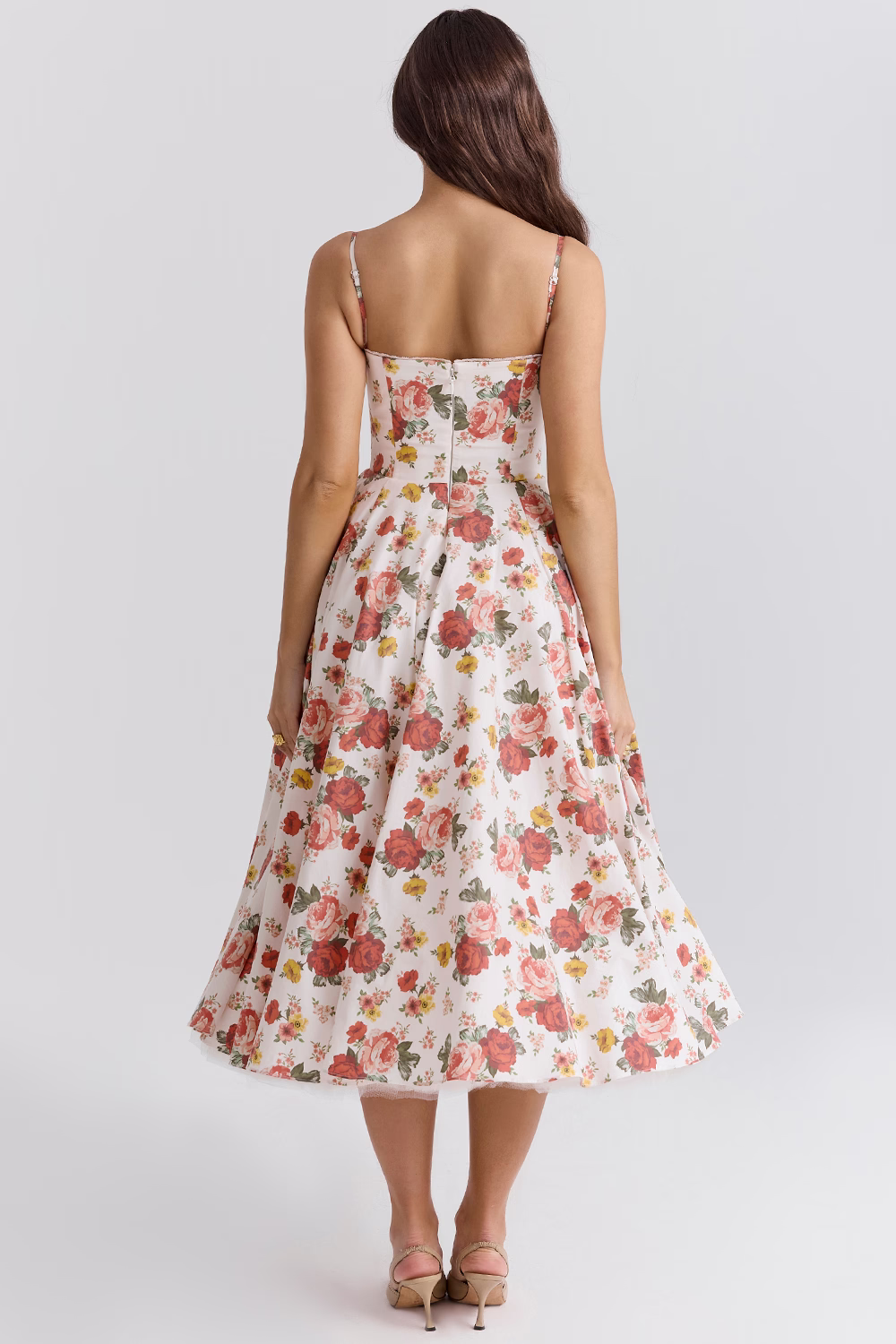 Women's Royale Dress, elegant formal midi with sweetheart neckline. Flattering for special occasion parties.