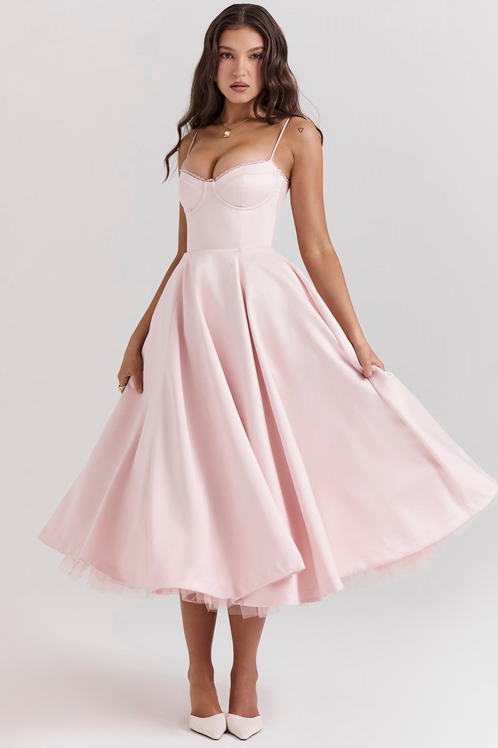 Royale Midi Dress for women, elegant & formal. A flattering fit for wedding guests & evening events.