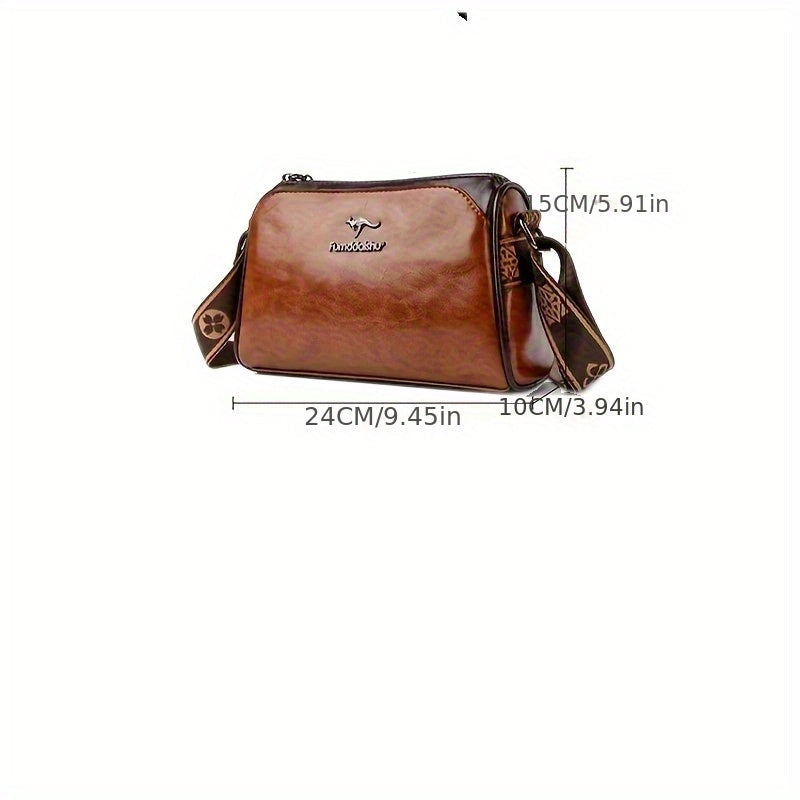 Brown elegant women's shoulder bag. Adjustable strap, multiple compartments for organized and stylish daily carry.