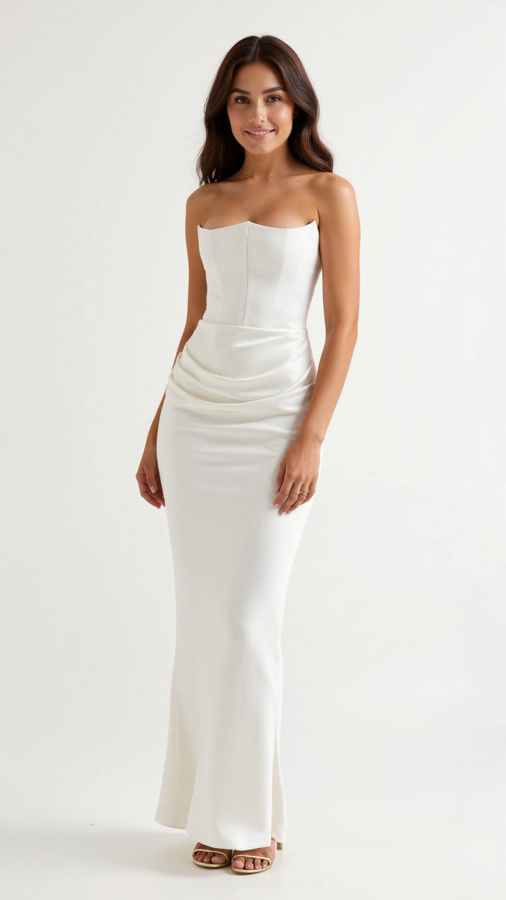 Graceful women's column maxi dress, offering a refined look for formal evening wear.