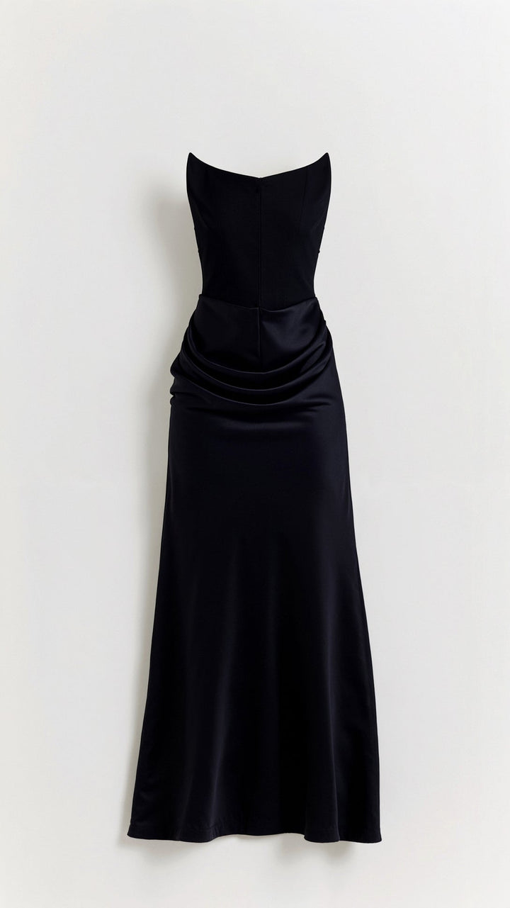 Front view of a beautiful women's column maxi dress, a chic option for formal wear.