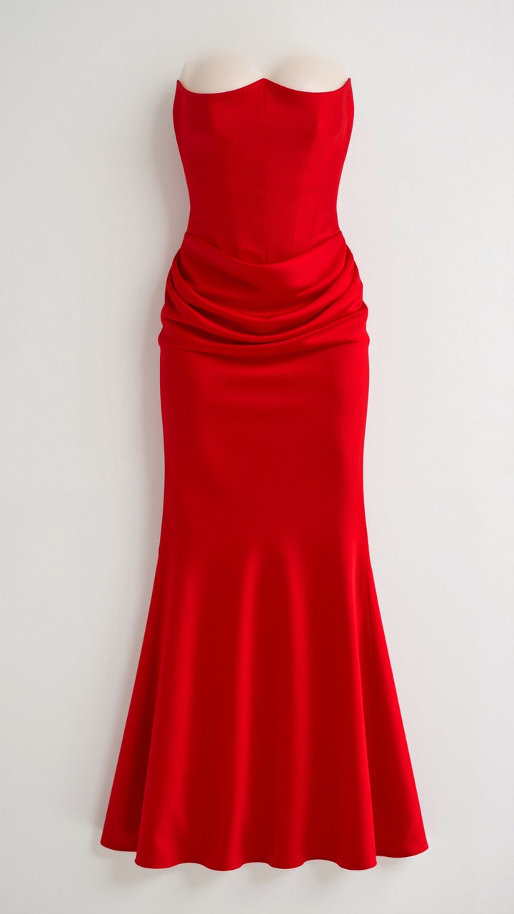 Fashionable women's column maxi dress with flowing design, great for wedding guests.