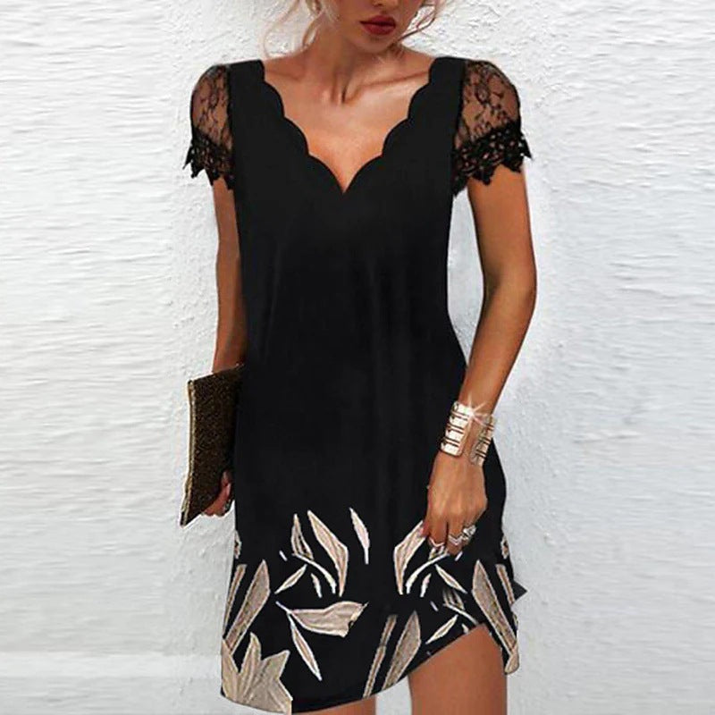 Beautiful women's sleeveless scalloped neck dress with intricate lace, a stylish and comfortable formal or party midi dress.