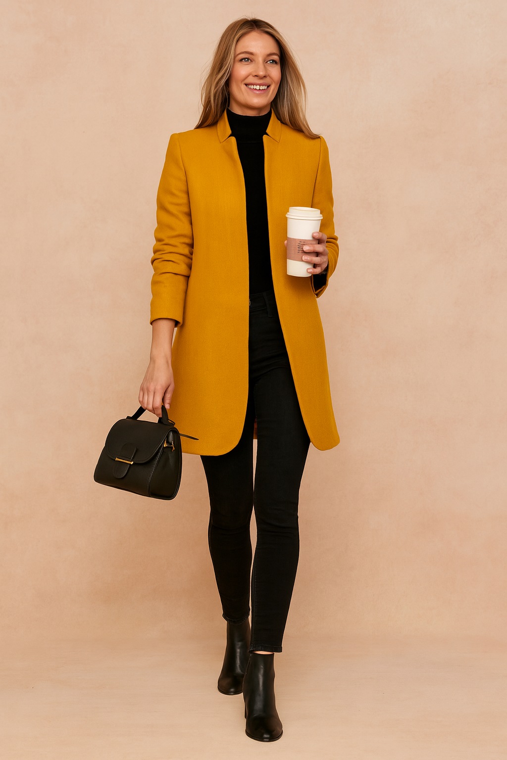 Timeless women's elegant straight-cut coat, a chic minimalist jacket perfect for versatile fashion outerwear.