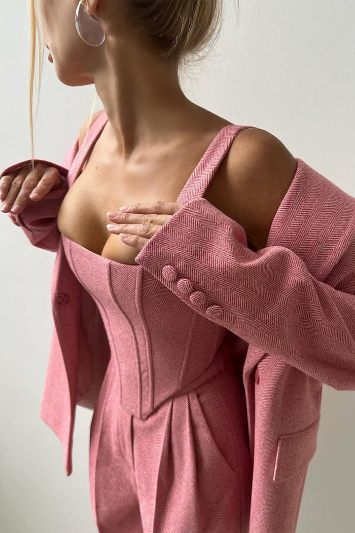 Graceful ladies' summer suit, a three-piece ensemble perfect for a polished business casual look.
