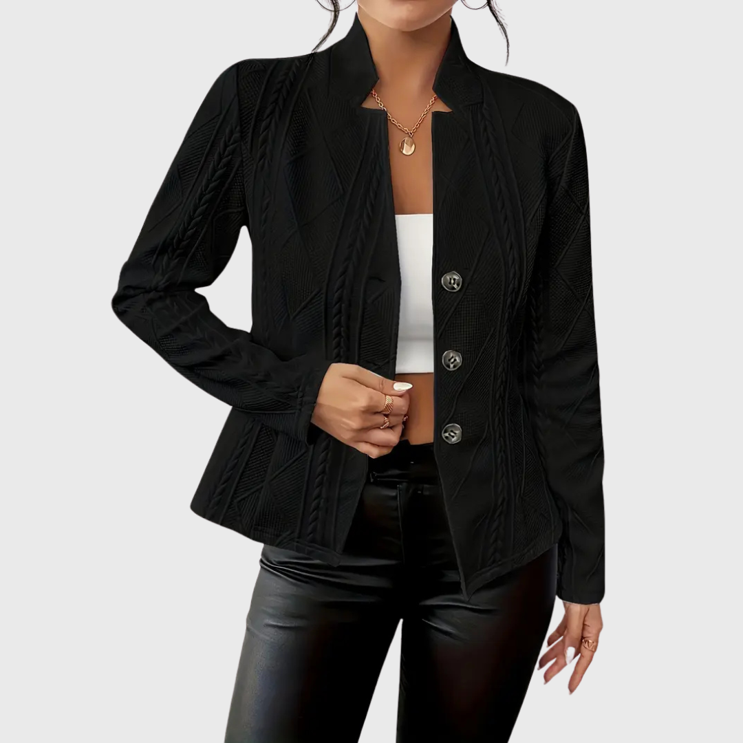 Women's tailored blazer in a light shade, featuring a clean silhouette and elegant details for a modern look.