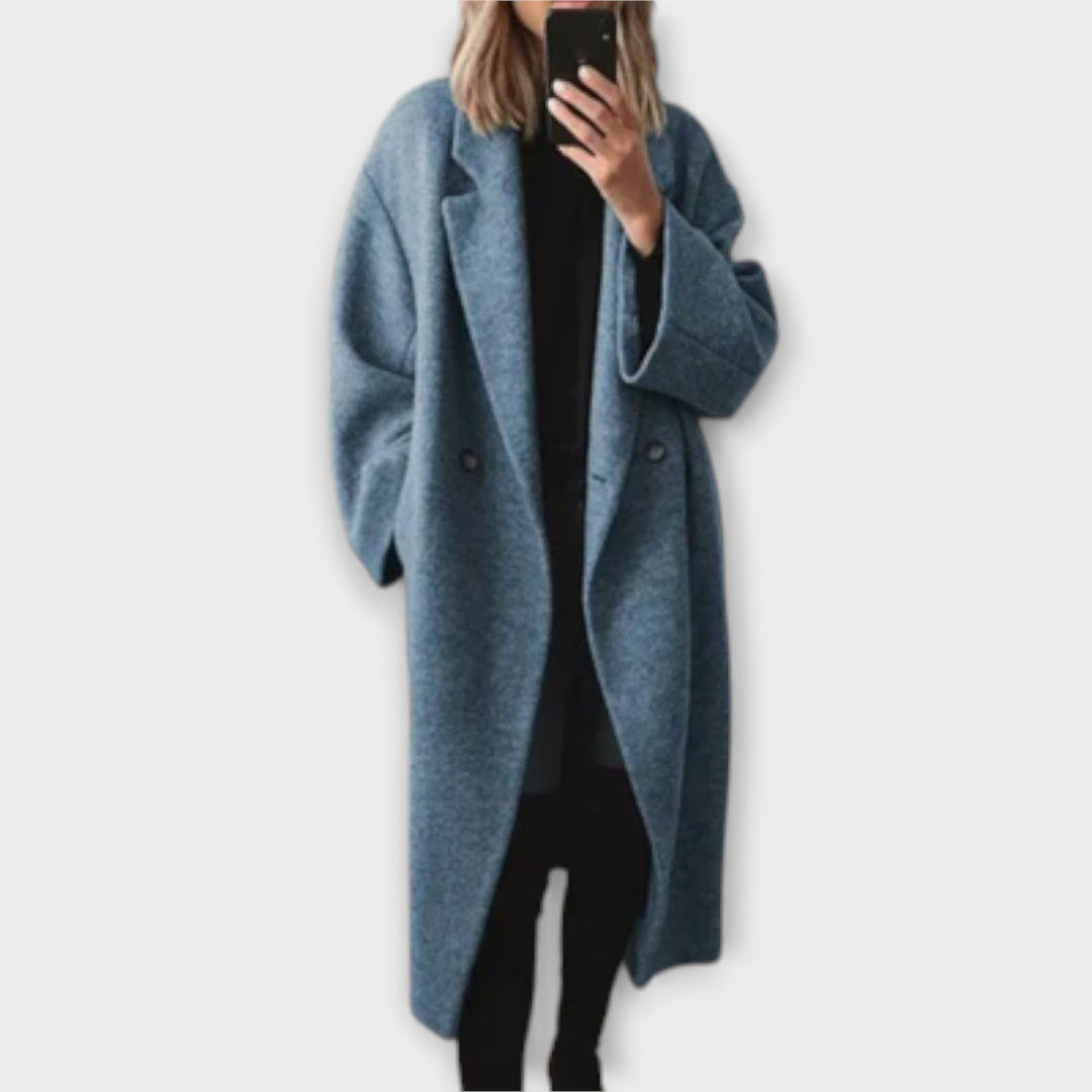 Women's elegant black tailored winter coat, a classic and warm addition to any wardrobe