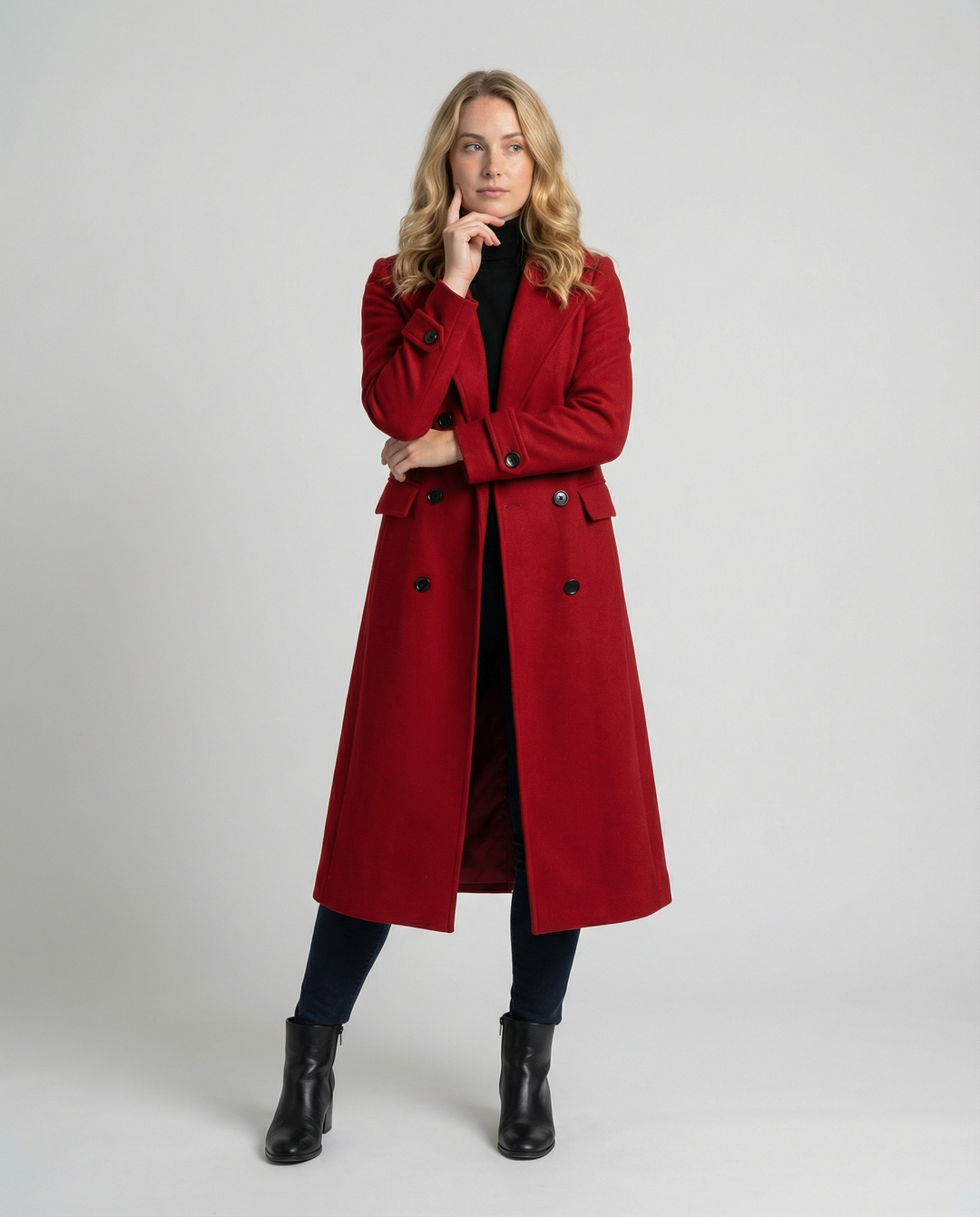 Elegant women's textured jacket with a stylish double front and practical pockets. Perfect for smart style.