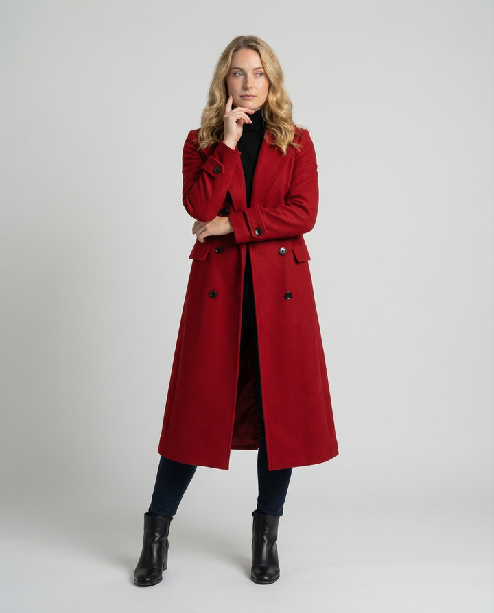 Elegant women's textured jacket with a stylish double front and practical pockets. Perfect for smart style.