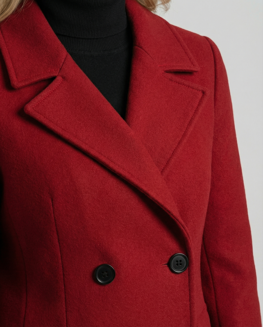 Stylish women's structured jacket, an elegant transitional piece for autumn and spring smart style.