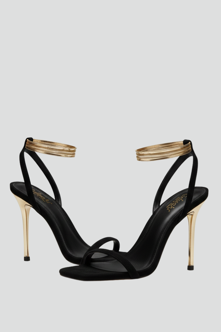 Elegant women's thin strap high heel sandals with ankle strap, perfect for parties.