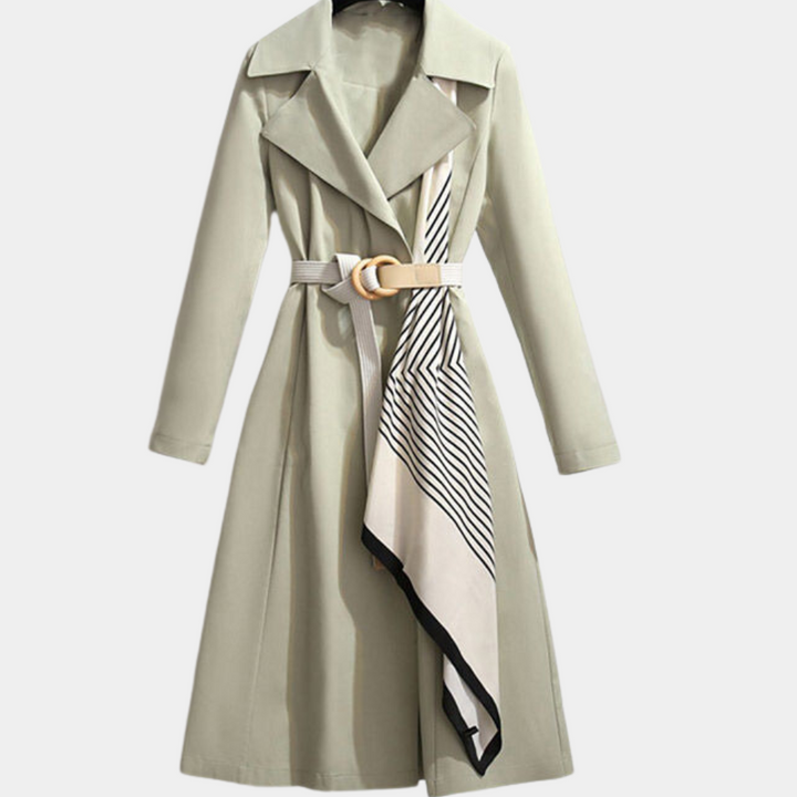 Chic women's trench coat with a tie belt, offering versatile style for spring, fall, and everyday elegance.