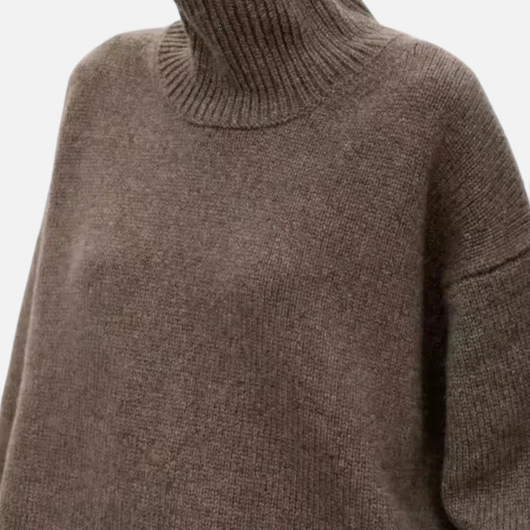 Elegant women's turtleneck sweater. Timeless classic long sleeve knit for cozy winter fashion.