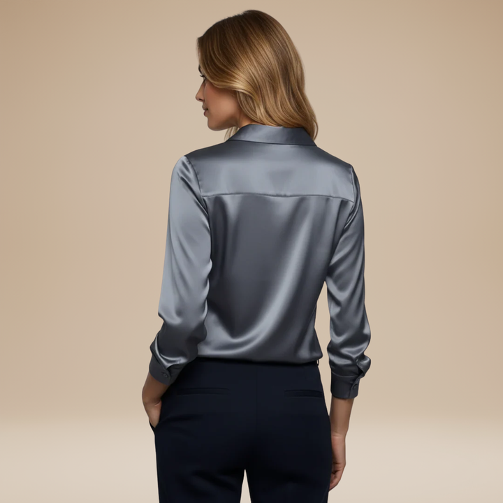 Key features: Women's elegant V-neck long sleeve blouse, perfect for professional office wear & smart casual fashion.