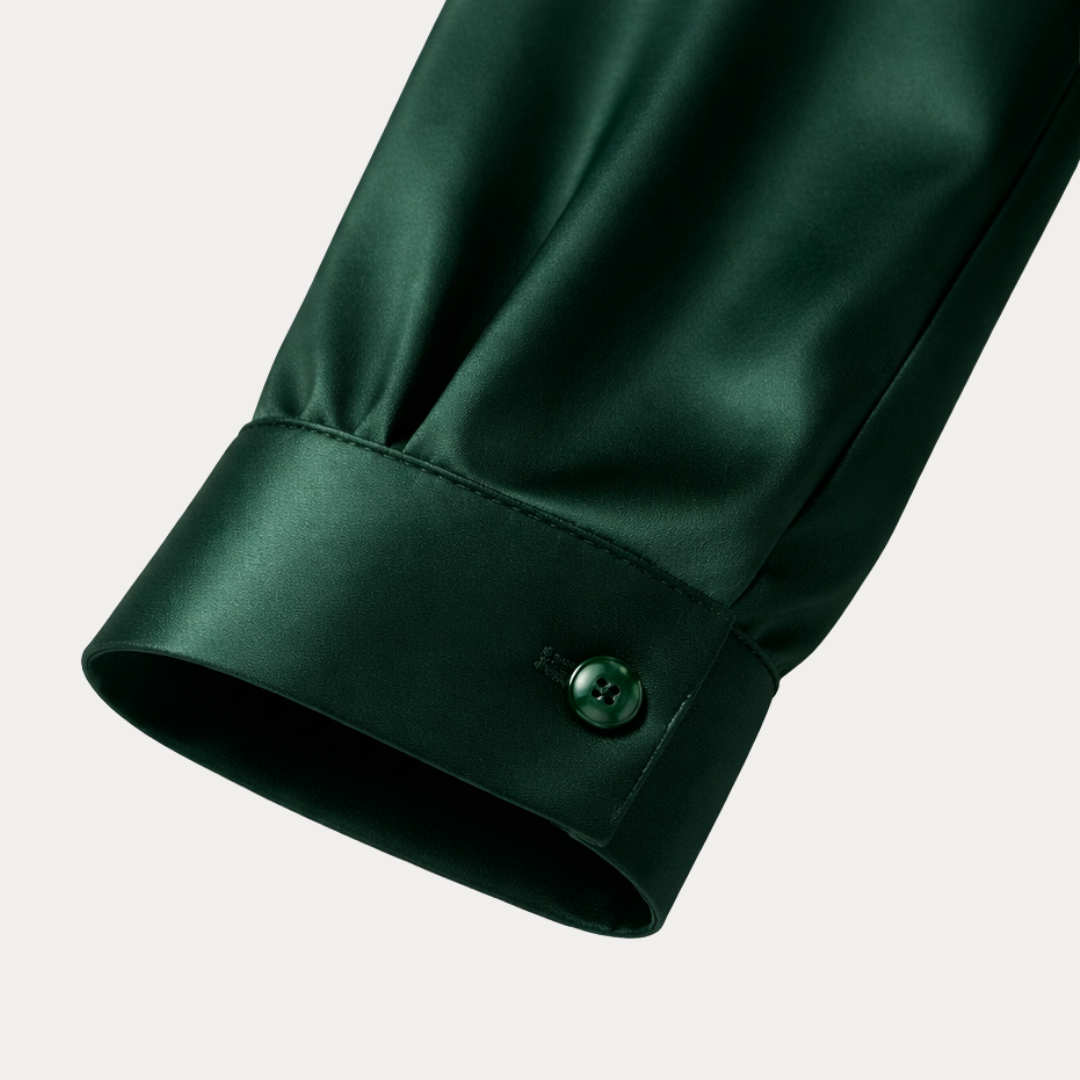 Styled with skirt: Women's V-neck long sleeve blouse styled with a skirt, ideal for office & elegant workwear.