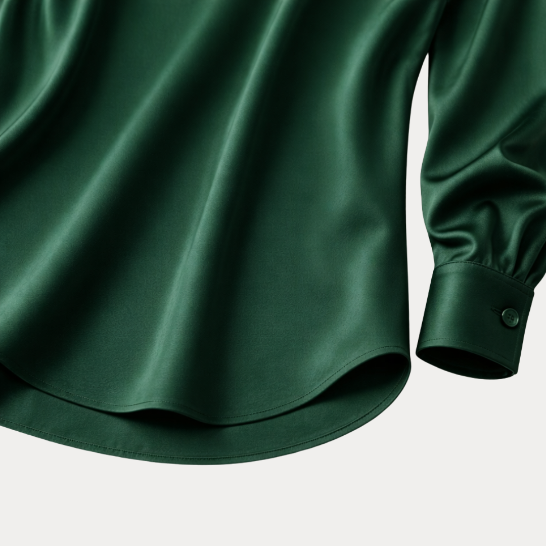 Styled with trousers: Versatile women's V-neck long sleeve blouse with trousers, professional & smart casual look.