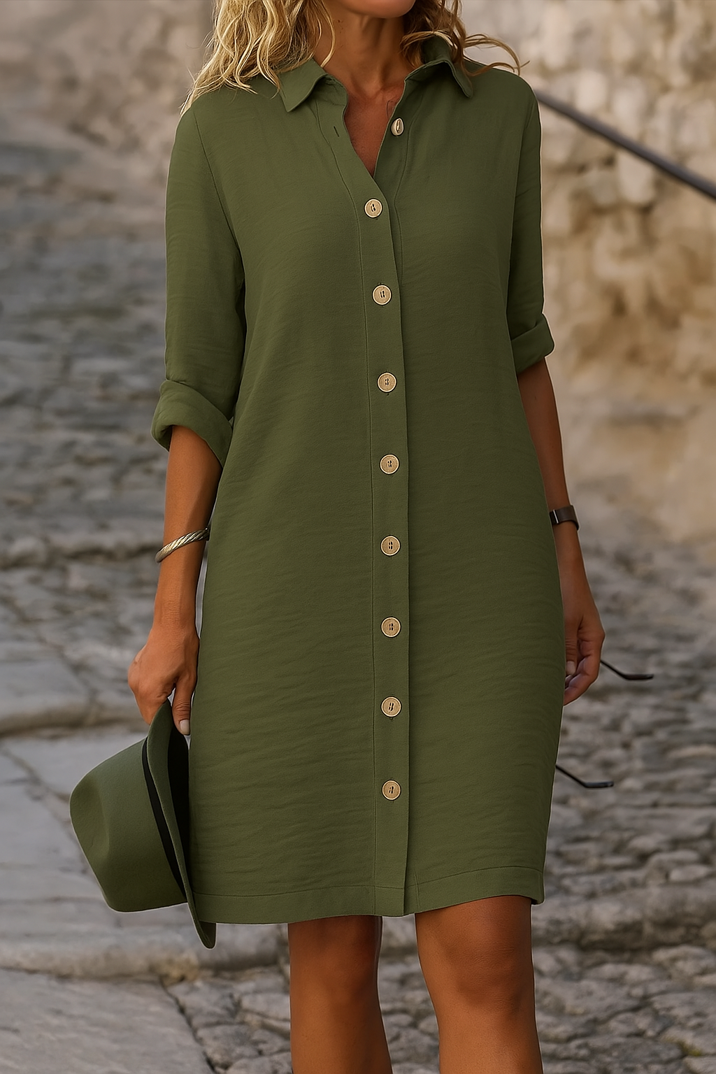 Breathable women's V-neck summer dress, a chic and casual elegant option. Keywords: summer dress, v-neck, casual, elegant, womens fashion, breathable fabric.