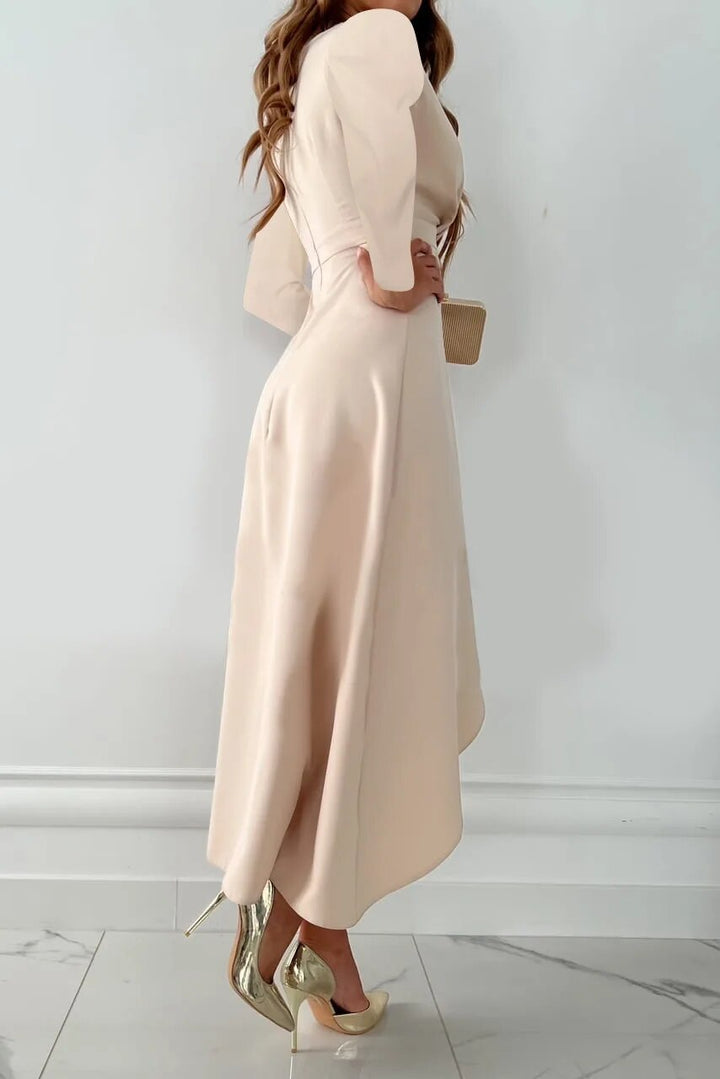 Sleeveless V-neck midi sheath dress for women, offering a casual yet elegant style