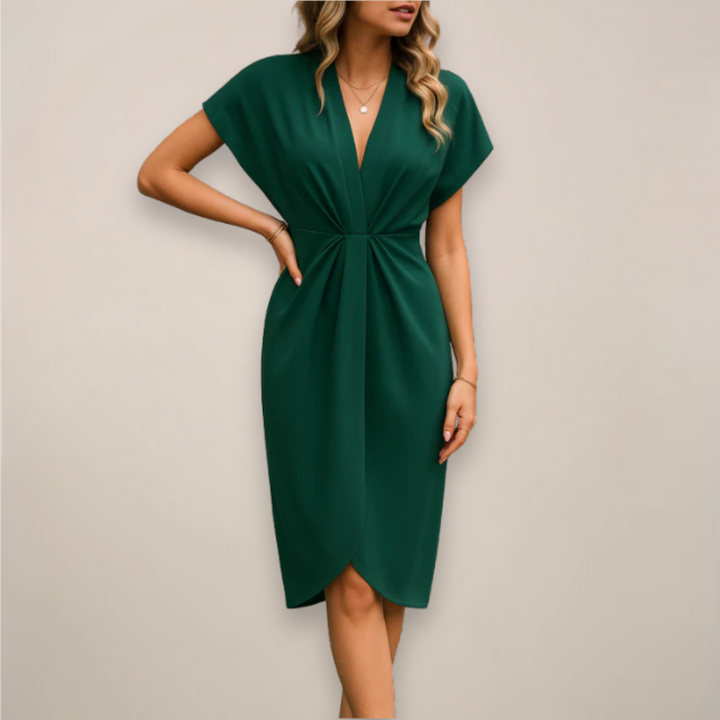 Flowy V-neck wrap dress for women, a comfortable summer casual dress