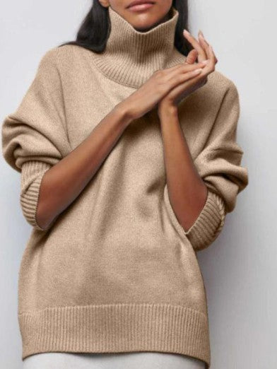 Versatile women's elegant turtleneck sweater, a warm long-sleeve knit ideal for casual or chic wear.