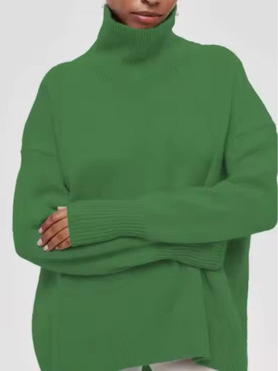 Luxuriously soft-knit women's elegant warm turtleneck sweater, offering ultimate comfort and sophisticated style.