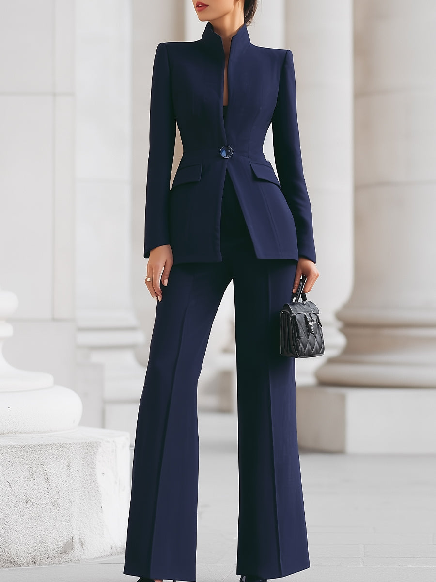 Elegant women's white blazer and trouser suit set, perfect for business attire or formal events