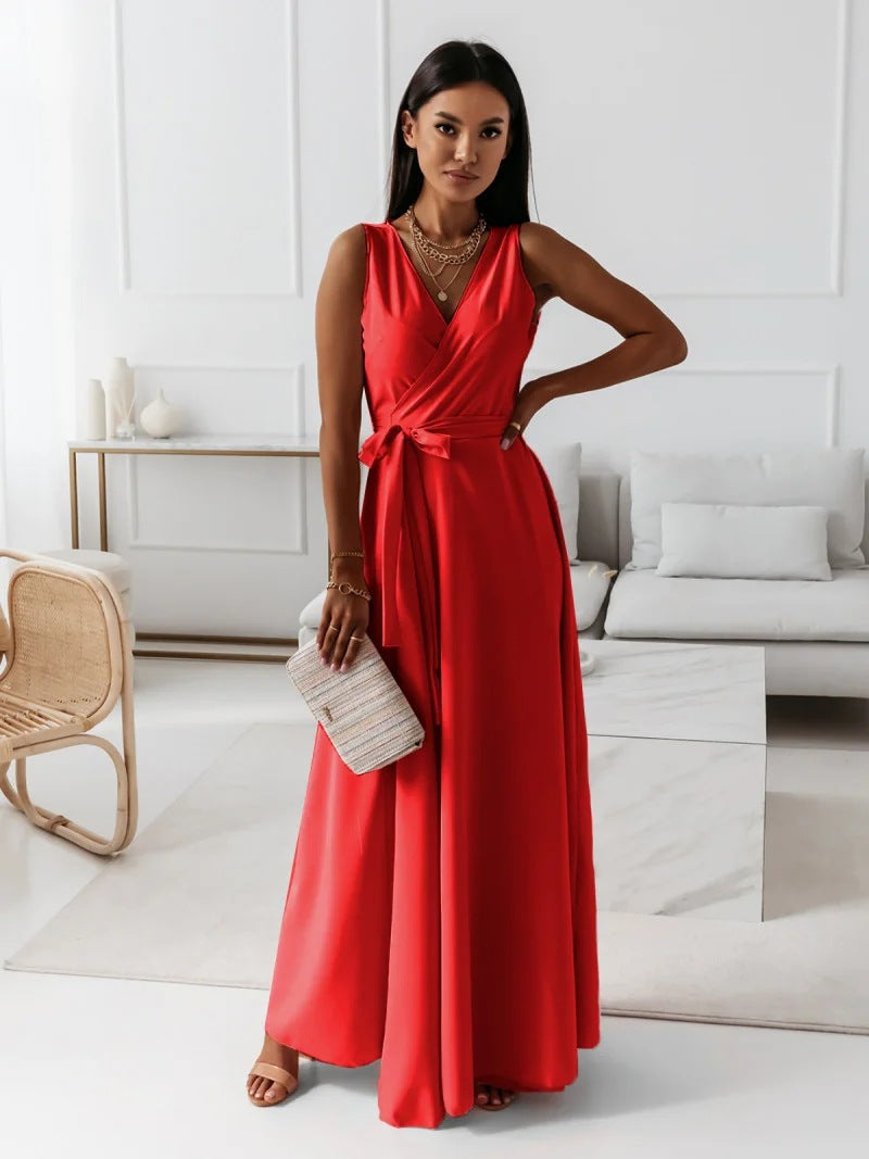 Elegant women's black wrap maxi dress, versatile for formal occasions or a chic party look