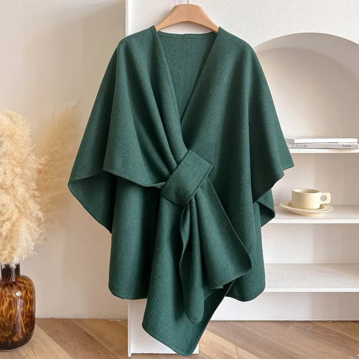 Casual yet chic women's navy blue microfiber blend shawl coat, new for wind-resistant fashion.