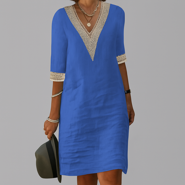 Casual women's khaki midi summer dress, comfortable sleeveless relaxed fit, perfect for spring fashion.