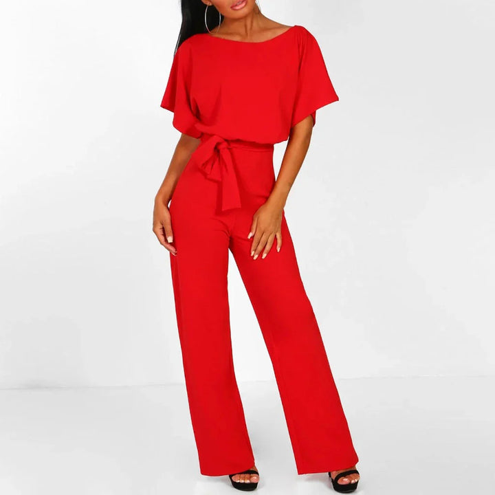 Stylish women's wide-leg jumpsuit with effortless design and stretch fabric