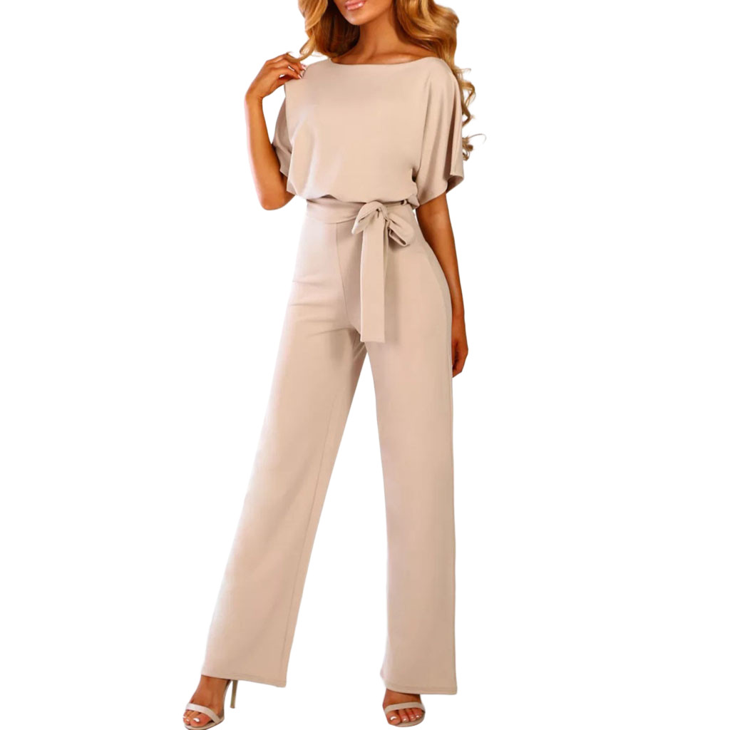Chic women's wide leg jumpsuit with flutter sleeves, ideal for business wear, parties, or elegant occasion wear.