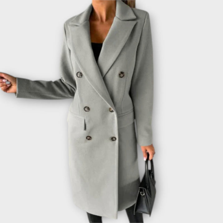 Classic women's tailored wool blend winter coat, ideal for cold weather and sophisticated style.