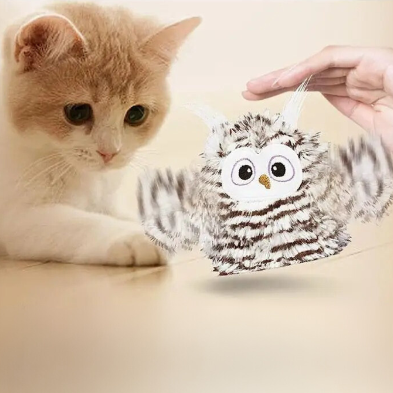 Engaging FlappyOwl interactive electronic cat toy with real sounds for feline playtime. Rechargeable.
