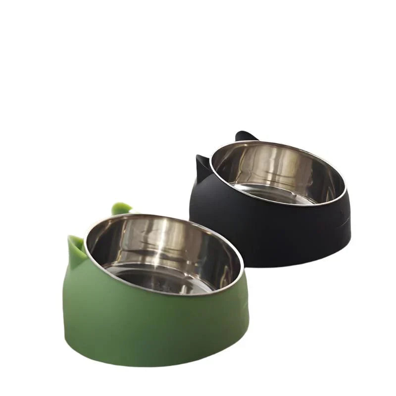 Easy-clean elevated cat food bowl with non-slip base. Ergonomic design ensures pet comfort & healthy meals.
