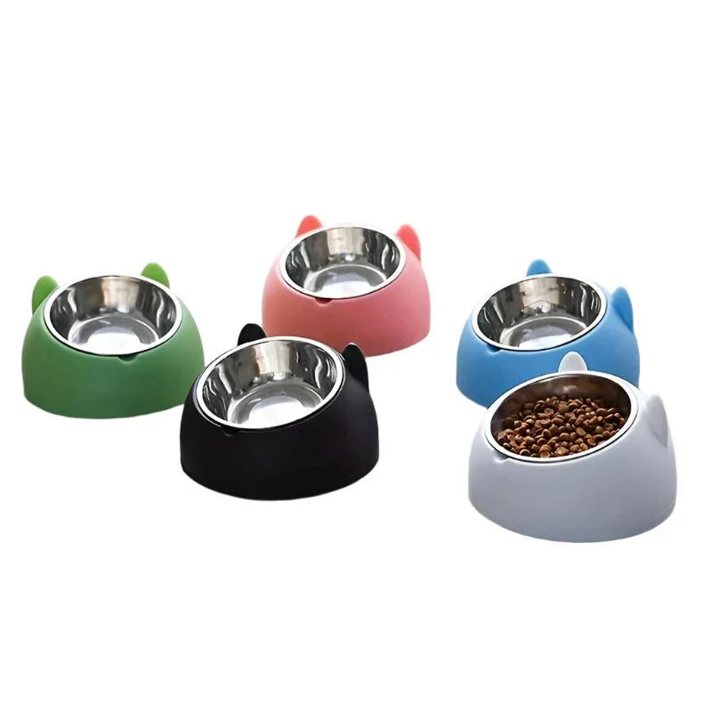 Stylish elevated cat feeder designed for healthy posture, reducing neck strain & improving digestion.
