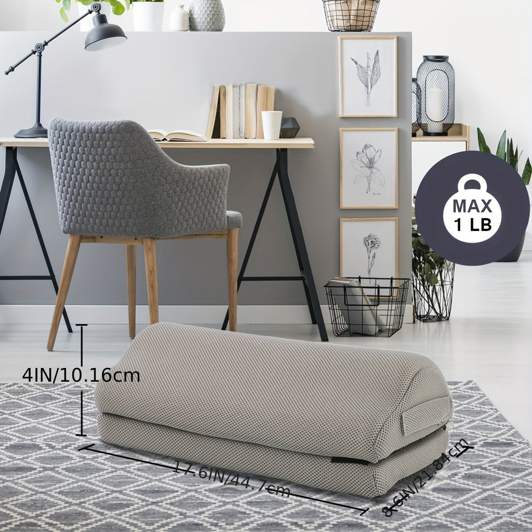 Height adjustable memory foam footrest, perfect for office or home. Provides essential foot & leg support.