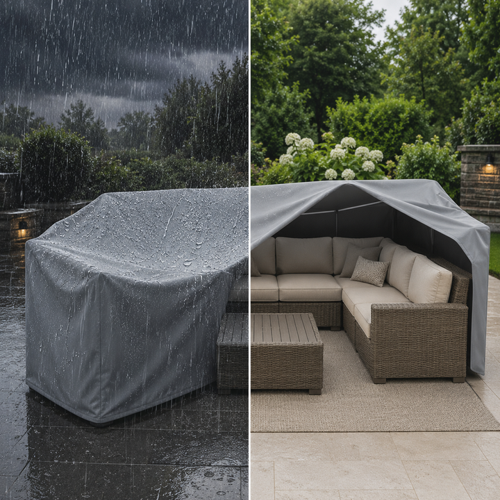 Heavy-duty EVERDRAPE garden furniture cover, weather-resistant protection for outdoor patio sets.