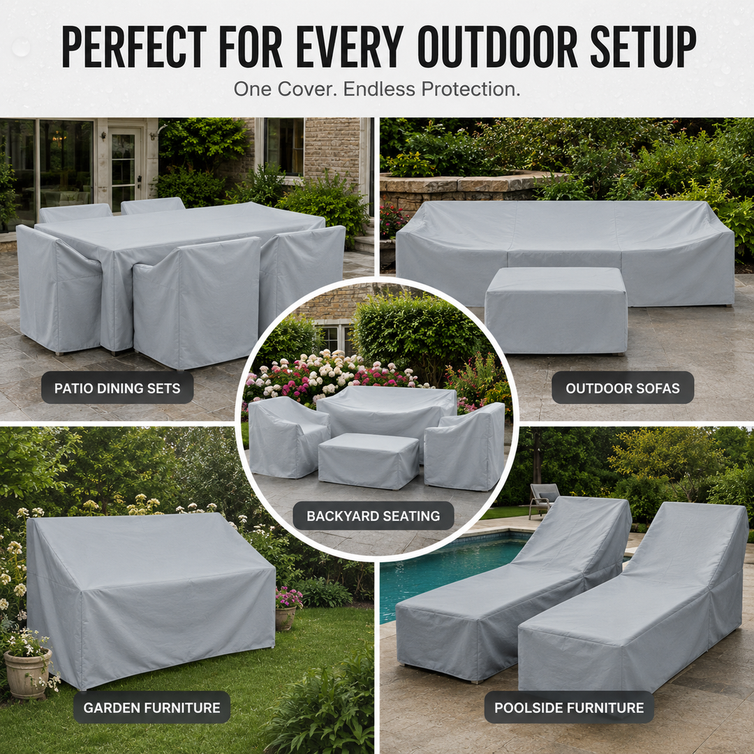 EVERDRAPE weather-resistant furniture protector for outdoor garden and patio sets, durable & waterproof.