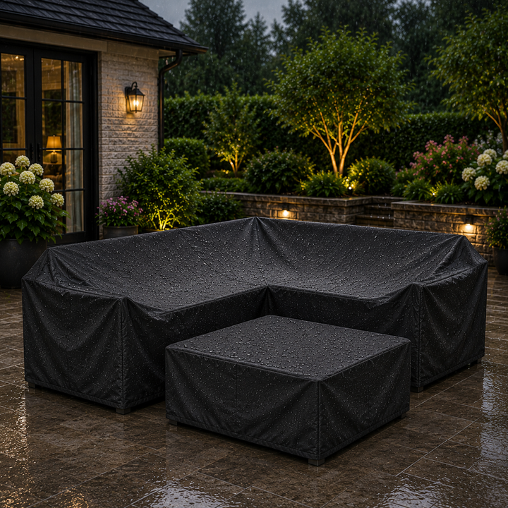 Durable EVERDRAPE outdoor furniture cover for year-round protection of patio & garden sets.