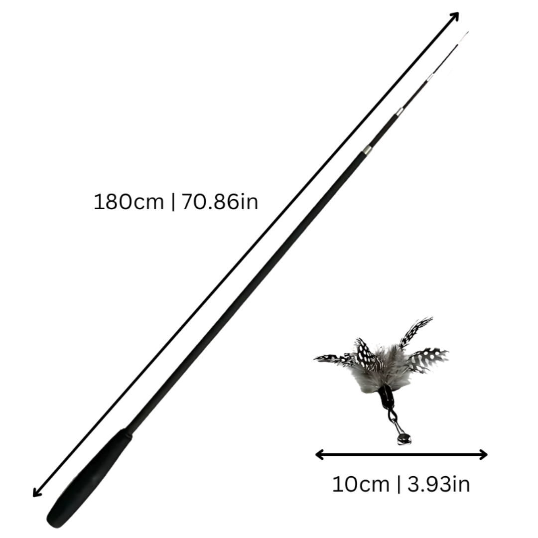 Interactive cat teaser wand toy for playful cats, featuring an extendable design & enticing feather.