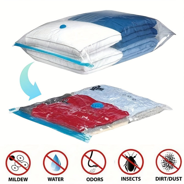 Extra large vacuum bags protect textiles from moisture, dust & odors.