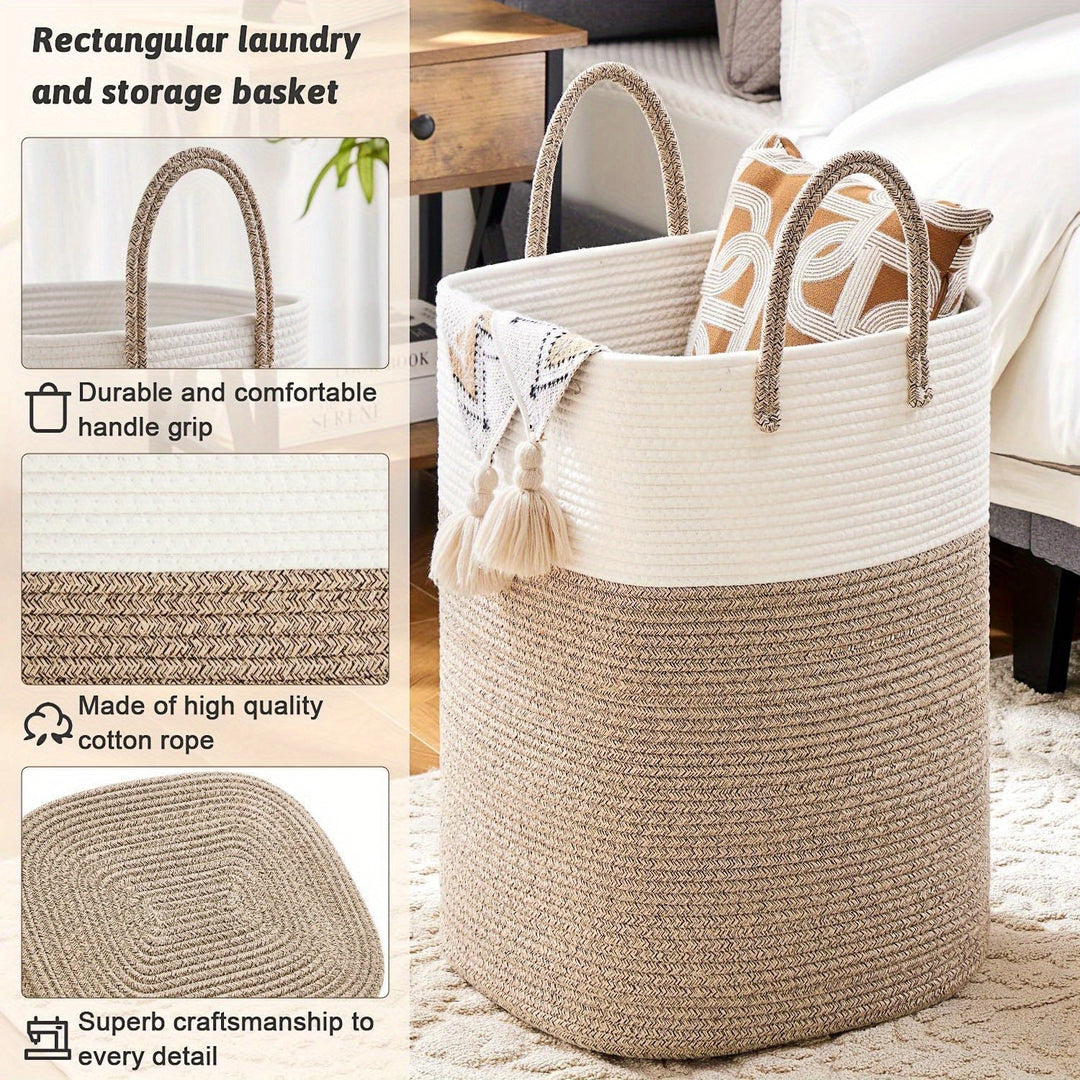 Durable extra large woven storage basket, ideal for laundry, toys, or blankets in any home.