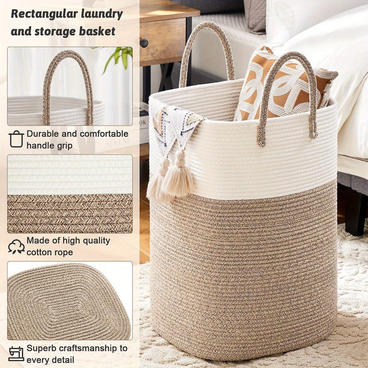 Durable extra large woven storage basket, ideal for laundry, toys, or blankets in any home.