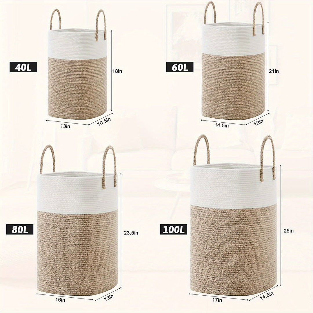 Woven cotton extra large laundry basket, perfect for creating a clutter-free, organized home.