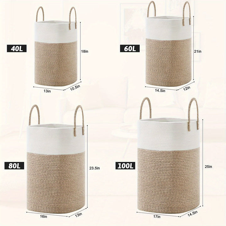 Woven cotton extra large laundry basket, perfect for creating a clutter-free, organized home.
