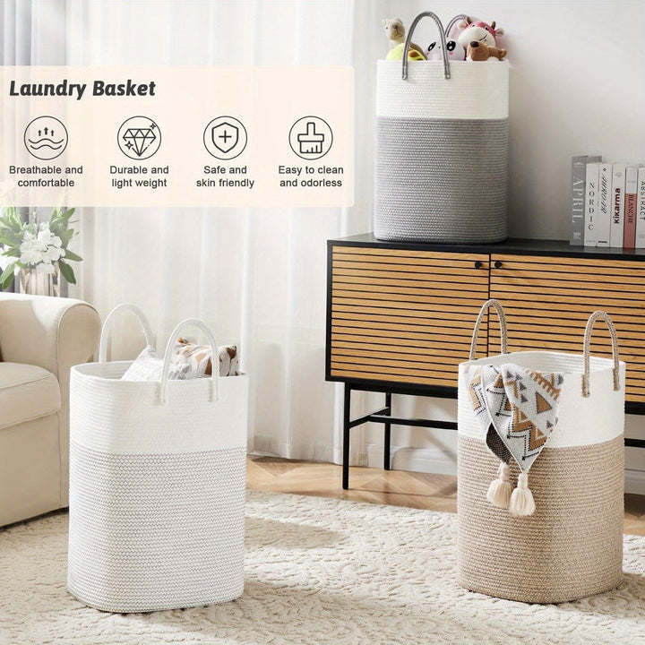 Stylish & durable extra large woven cotton storage basket for all your household items.